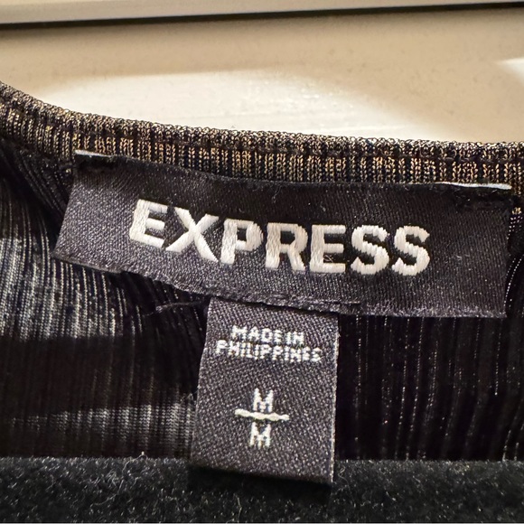 Express Gold Metallic Balloon Sleeve Ruched waist top - Picture 6 of 6